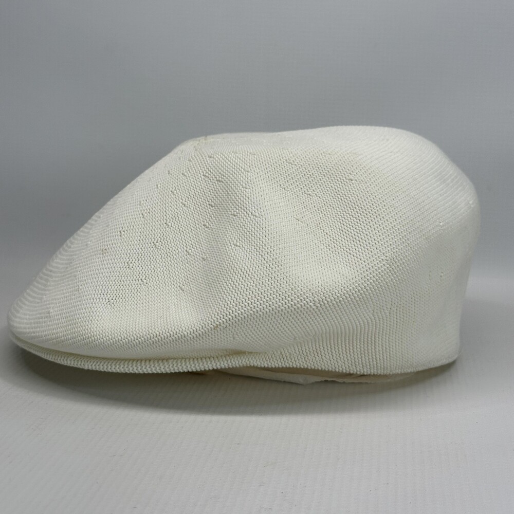 Vintage Kangol Flat Hat Mens Medium White Knit Made In England Breathable